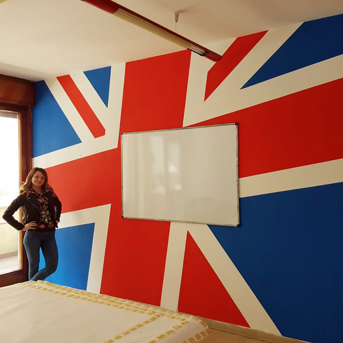 Muro-Dipinto-Bandiera-Union-Jack-Acrlico-Blu-Rosso-Bianco-Decorazione-lavagna-Parete-interni-260x300cm